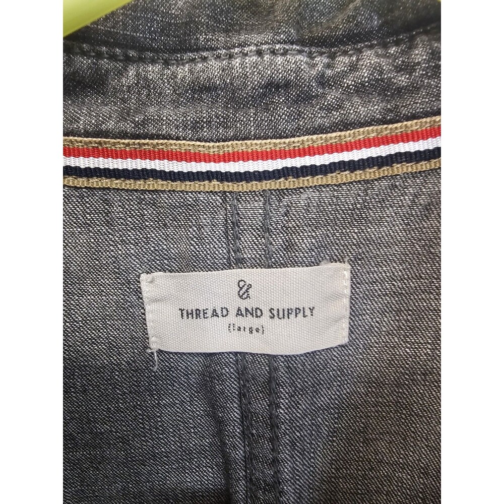 Thread & Supply Women Gray Denim Pearl Snap-Front Collared Long Sleeve Shirt S - Picture 5 of 5